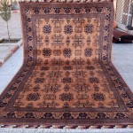 6x9 ft Turkmen Bukhara rug, Large handmade Brown Flower Rug, 6x10 Rustic living room rug, rug for bedroom, Housewarming carpet rug, Mid century Modern