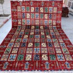 6x9 Afghan bakhtiari rug, Red Turkmen Handmade Wool rug, living room bedroom, Kitchen dining room rug, large hall museum library rug.