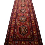 14 ft Long Afghan Runner Rug, Turkmen Handmade Tribal Geometric Yousufi design rug, Hallway Runner Rug, Oriental Vintage Rug, 95x435 cm Persian Rug