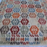 6x9 ft Afghan kilim rug, Large beige flatweave natural wool rug kilim, Living room bedroom, Colorful dining room dorm rug, Turkish geometric kilim.